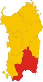 Poziția provinciei în Sardinia