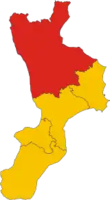 Poziția provinciei în Calabria