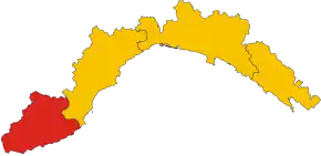 Poziția provinciei în Liguria