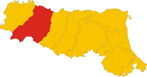 Poziția provinciei în Emilia-Romagna