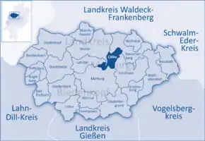 Poziția  Cölbe pe harta districtului Marburg-Biedenkopf