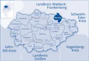 Poziția Wohratal pe harta districtului Marburg-Biedenkopf