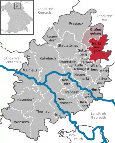 Poziția comunei Marktleugast pe harta districtului Kulmbach