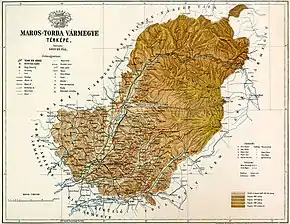 Poziția localității Comitatul Mureș-Turda (Maros-Torda)