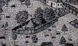 Capela de lemn pe gravura lui István Mikolai Tóth din 1822