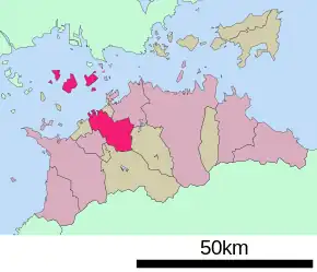 Poziția localității Marugame