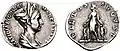 Denar emis sub Traian, în 112; avers: MATIDIA AVG DIVA F MARCIANAE F, bustul Matidiei drapat, spre dreapta; revers: PIETAS AVGVSTA, Matidia ca Pietas, în picioare, le ţine de mâini pe Sabina şi pe Matidia cea Mică.