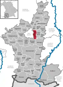 Poziția  Mauerstetten pe harta districtului Ostallgäu
