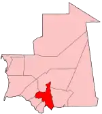 Harta regiunii Assaba în cadrul Mauritaniei