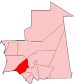 Harta regiunii Brakna în cadrul Mauritaniei