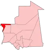 Harta regiunii Dakhlet Nouadhibou în cadrul Mauritaniei