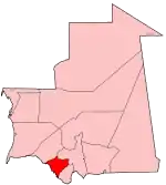 Harta regiunii Gorgol în cadrul Mauritaniei