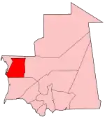 Harta regiunii Inchiri în cadrul Mauritaniei