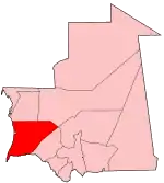 Harta regiunii Trarza în cadrul Mauritaniei