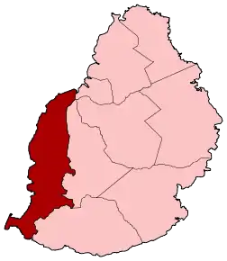 Harta districtului Black River  în cadrul statului Mauritius