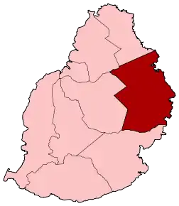 Harta districtului Flacq  în cadrul statului Mauritius