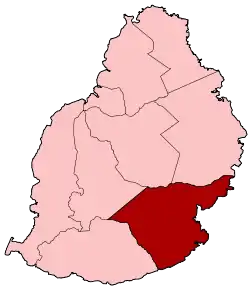 Harta districtului Grand Port în cadrul statului Mauritius