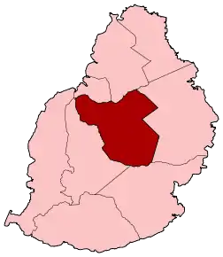 Harta districtului Moka în cadrul statului Mauritius