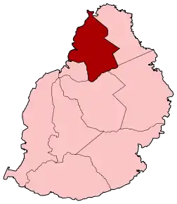 Harta districtului Pamplemousses  în cadrul statului Mauritius