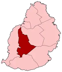 Harta districtului Plaines Wilhems  în cadrul statului Mauritius