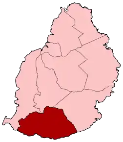 Harta districtului Savanne  în cadrul statului Mauritius