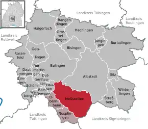 Poziția  Meßstetten pe harta districtului Zollernalbkreis