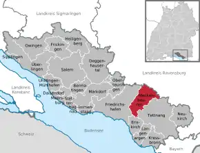 Poziția Meckenbeuren pe harta districtului Bodenseekreis
