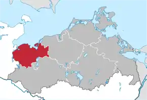 Poziția regiunii Nordwestmecklenburg