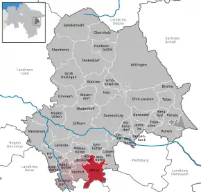 Poziția localității Meine