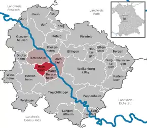 Poziția  Meinheim pe harta districtului Weißenburg-Gunzenhausen