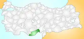 Location of Bozyazı within Turkey.
