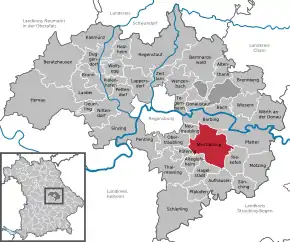 Poziția Mintraching pe harta districtului Regensburg