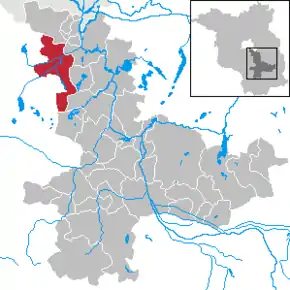 Poziția orașului Mittenwalde pe harta districtului Dahme-Spreewald