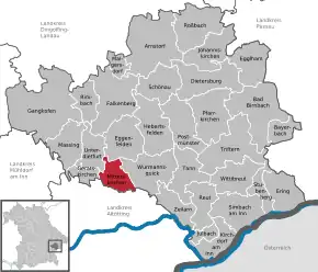 Poziția Mitterskirchen pe harta districtului Rottal-Inn