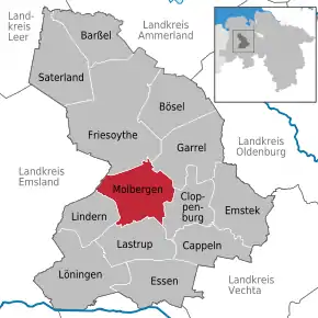 Poziția  Molbergen pe harta districtului Cloppenburg