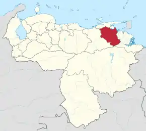 Poziția localității Monagas