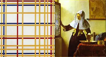 Mondrian : New York City 1942 + Vermeer : Young woman with a water pitcher