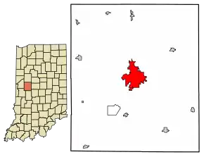 Poziția localității Crawfordsville