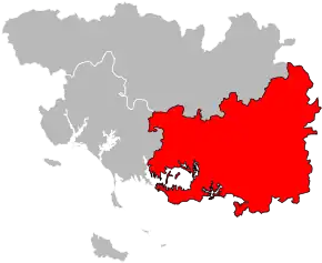 Arondismentul Vannes în cadrul departamentului Morbihan