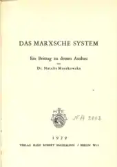 Foaia de titlu "Das Marxsche System. Ein Beitrag zu dessen Ausbau"
