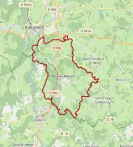 Poziția localității Moutier-Rozeille