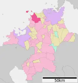 Poziția localității Munakata