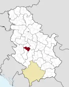 Poziția localității Čačak