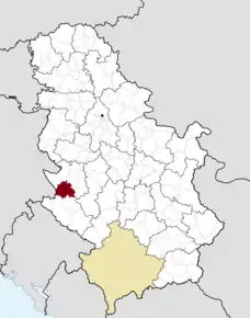 Poziția localității Čajetina