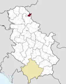 Poziția localității Nova Crnja, Banatul Central