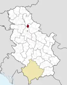 Poziția localității Opovo, Banatul de Sud