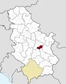 Poziția localității Paraćin