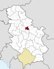 Poziția localității Semendria