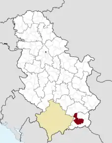 Poziția localității Vranje