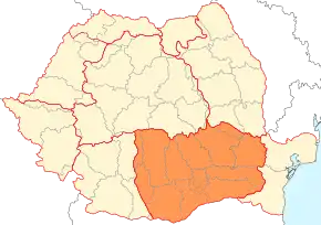 Poziția localității Muntenia